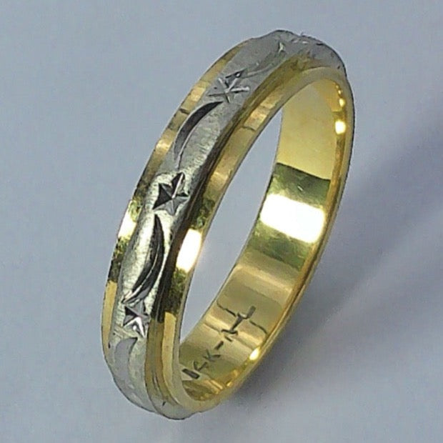 14K Tu-tone Wedding Ring, 4mm, Size 5.5