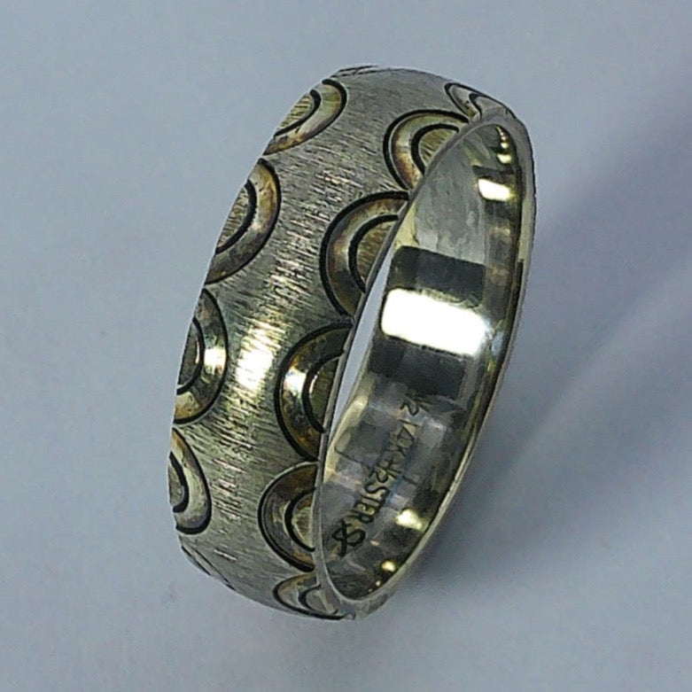 1/2 14K+1/2 Sterling Sliver Wedding Band, 6mm, Size 8