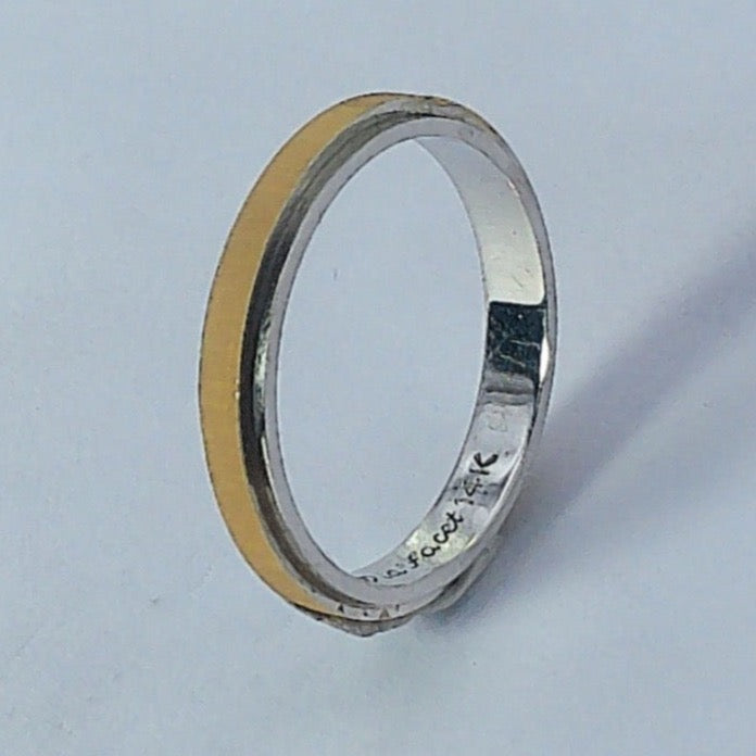 14K Tu-tone Dia-Facet Wedding Ring, 2.9mm, Size 5.5
