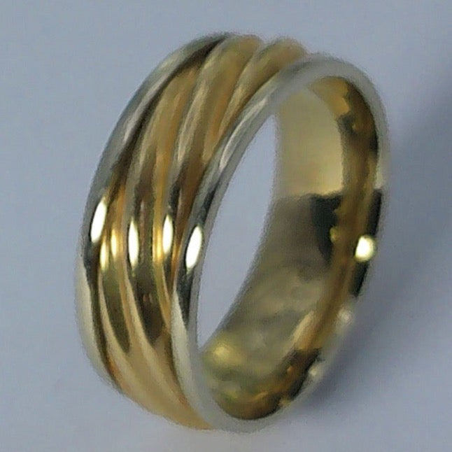14K Tu-tone Artcarved Wedding Band, 6.5mm, Size 6