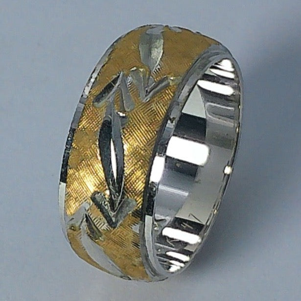 14K Tu-tone Ligetti Wedding Band, 7mm, Size 4.5