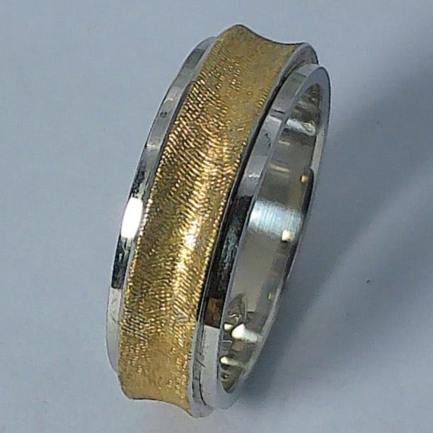 14K Tu-tone Spergel Wedding Band, 5.6mm, Size 4.5