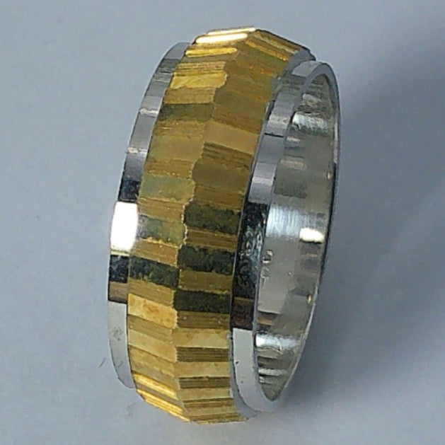 14K Tu-tone Sultan Wedding Band, 6.5mm, Size 4