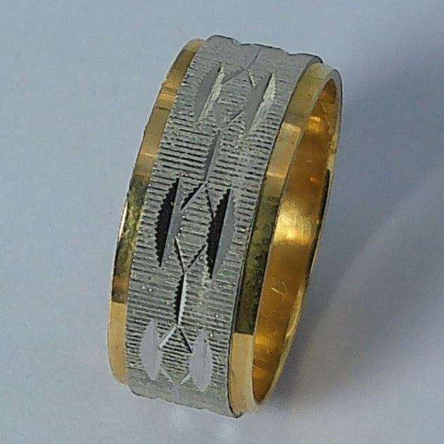 14K Tu-tone Goldmaster Flat Wedding Band, 6.8mm, Size 4.5