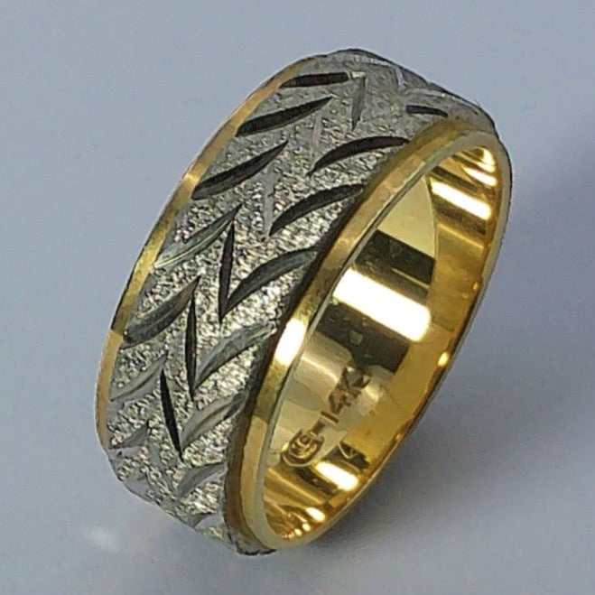 14K Tu-tone Goldmaster Wedding Band, 8mm, Size 8
