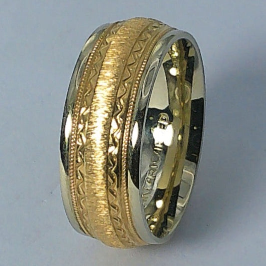 14K Tu-tone Artcarved Comfort-fit Wedding Band, 7mm, Size 5.5