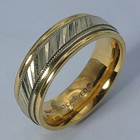14K Tu-tone Artcarved Wedding Ring, Comfort Fit, 6mm, Size 5