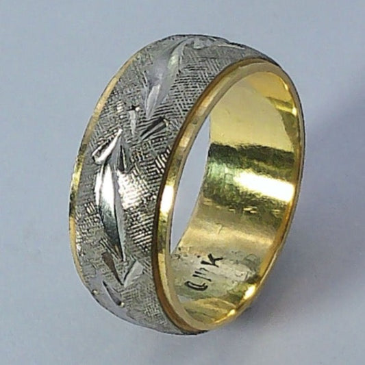 14K Tu-tone Ligetti Wedding Ring, 7mm, Size 5.5