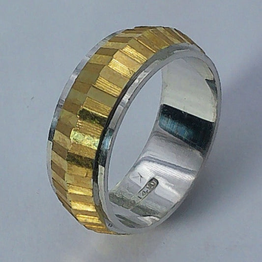 14K Tu-tone Wedding Ring, 6.4mm, Size 5