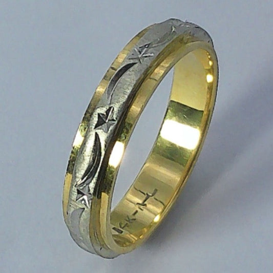 14K Tu-tone Wedding Ring, 4mm, Size 5.5