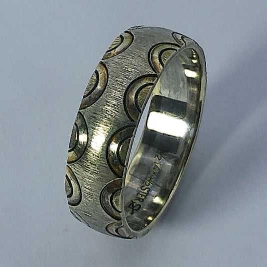 1/2 14K+1/2 Sterling Sliver Wedding Band, 6mm, Size 8