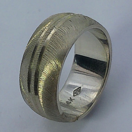 14K White Gold Spergel Wedding Ring, 8mm, Size 5.5