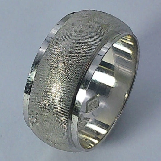 14K White Gold Spergel Wedding Ring, 8mm, Size 5