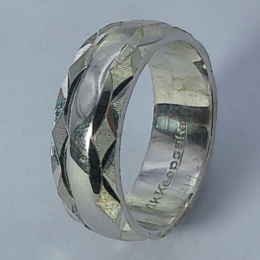 14K White Gold Keepsake Wedding Ring, 6.2mm, Size 5