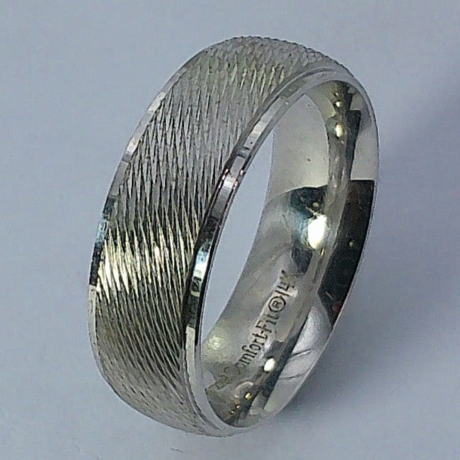 14K White Gold Wedding Band, 6mm, Size 5.5