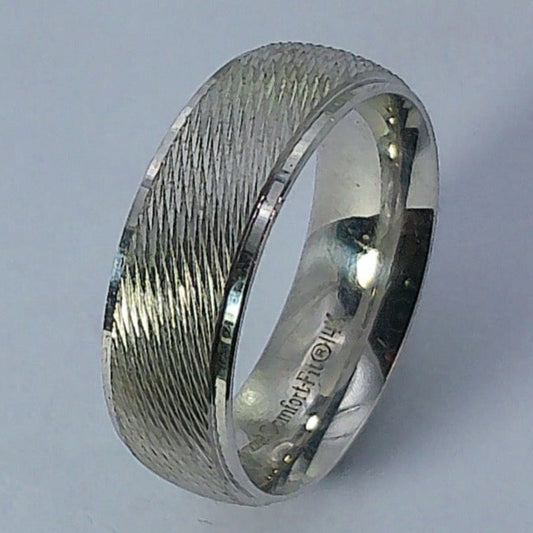14K White Gold Wedding Band, 6mm, Size 5.5