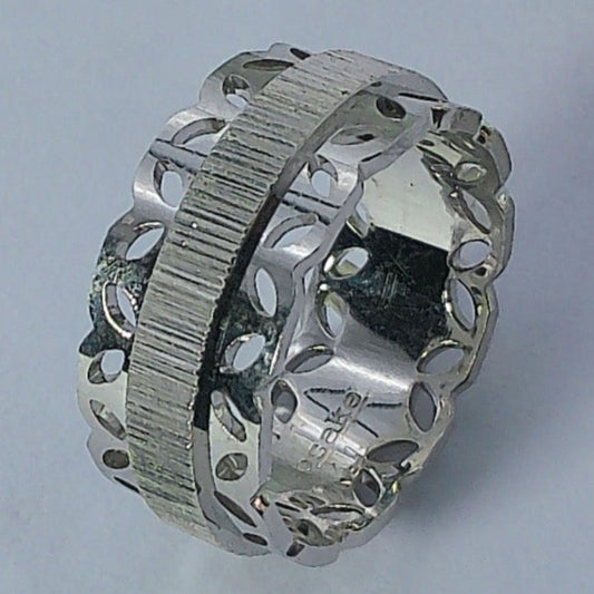 14K White Gold Keepsake Wedding Ring, 8mm, Size 5.5