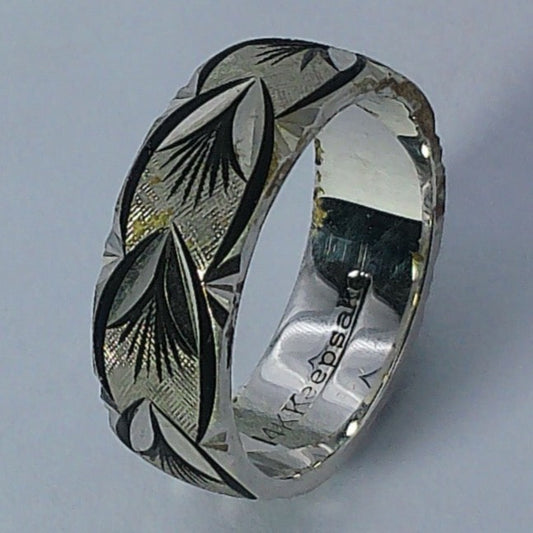 14K White Gold Keepsake Wedding Ring, 6mm, Size 5