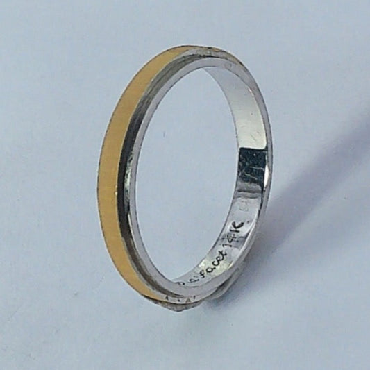 14K Tu-tone Dia-Facet Wedding Ring, 2.9mm, Size 5.5