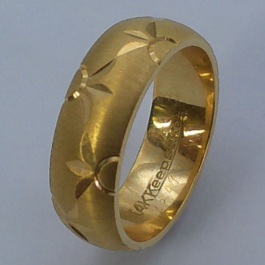 14K Yellow Gold Keepsake Wedding Band, 6mm, Size 6