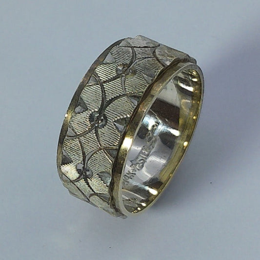 1/2 14K+1/2 Sterling Silver Wedding Band, 8mm, Size 6