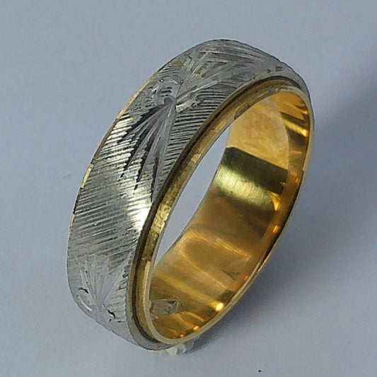 14K Tu-tone Spergel Wedding Band, 6mm, Size 6