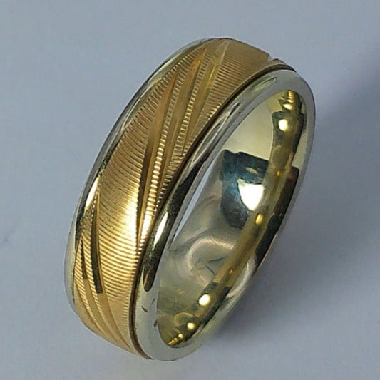 14K Tu-tone Artcarved Comfort-fit Wedding Band, 6mm, Size 6