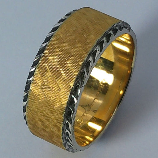 14K Tu-tone Keepsake Flat Wedding Band, 8mm, Size 6.5