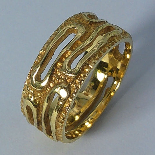 14K Yellow Gold Keepsake Openwork Wedding Band, 8.5mm, Size 7