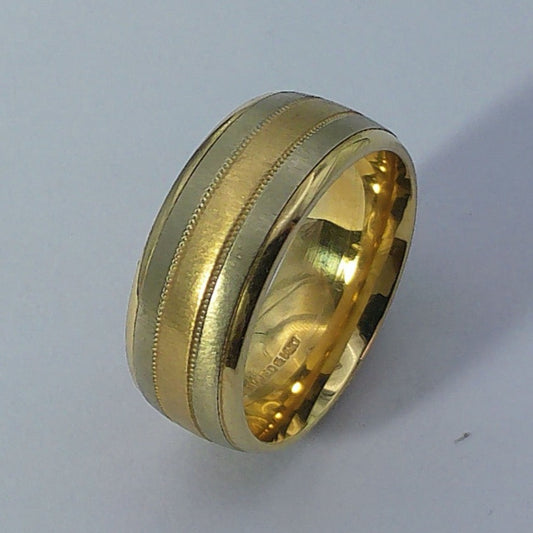 14K Tu-tone Artcarved Comfort-fit Wedding band, 7.5mm, Size 6