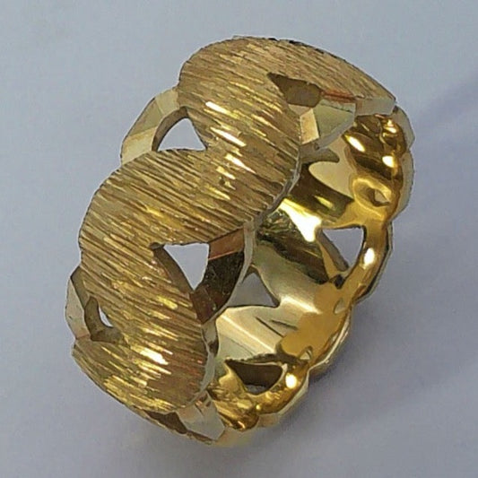 14K Yellow Gold Keepsake Openwork Wedding Band, 8mm, Size 5.5