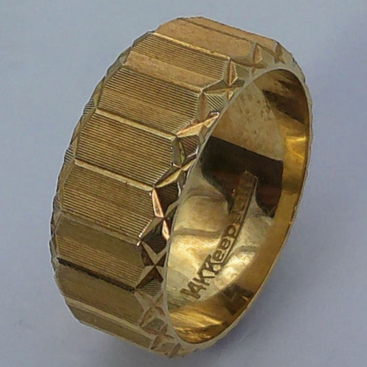 14K Yellow Gold Keepsake Wedding Band, 8mm, Size 7.5
