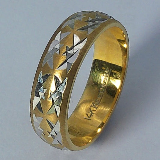 14K Yellow Gold Keepsake Wedding Band, 6mm, Size 9