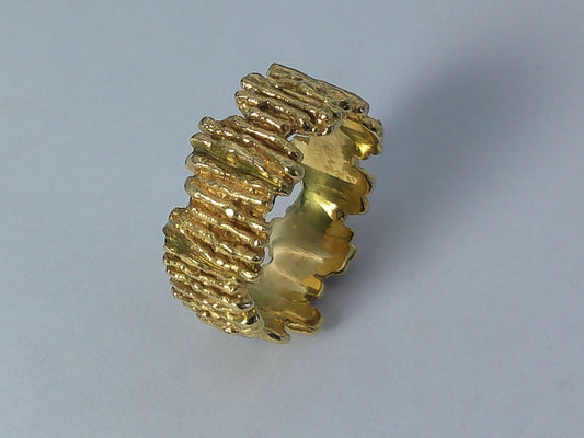 14K Yellow Gold Free Form Ring 10mm, Size 9.5