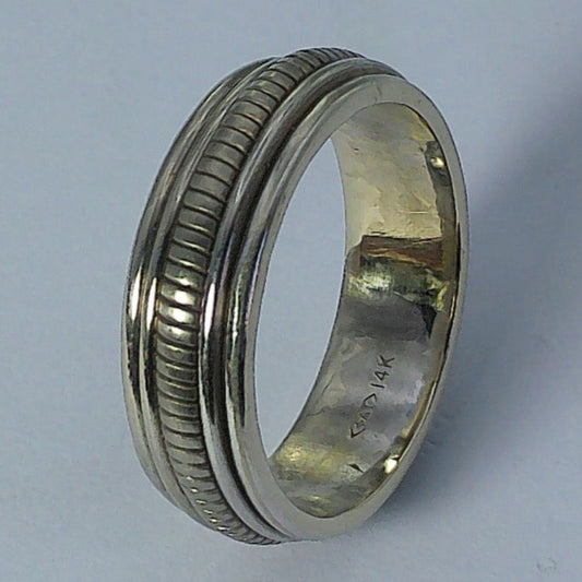 14K White Gold Wedding Band, 6.5mm, Size 9