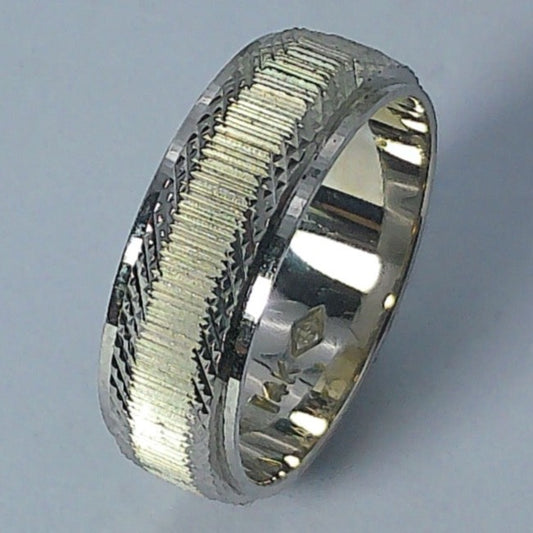 14K White Gold Spergel Wedding Band, 6mm, Size 6