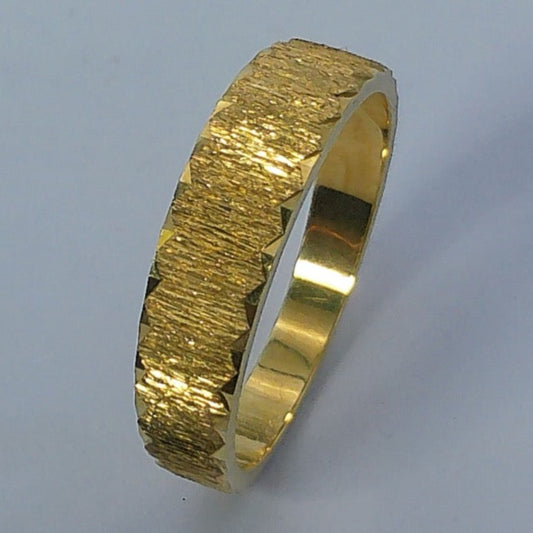 14K Yellow Gold Flyer Brothers Wedding Ring, 6.8-3.2mm, Size 10