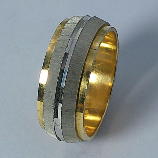 14K Tu-tone Sultan Wedding Band, 6.6mm, Size 4