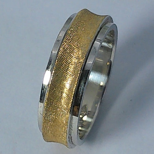 14K Tu-tone Spergel Wedding Band, 5.6mm, Size 4.5