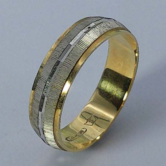 14K Tu-tone Sultan Wedding Band, 6.5mm, Size 11.5