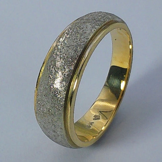 14K  Tu-tone Wedding Ring, 6.5-4mm, Size 10.5