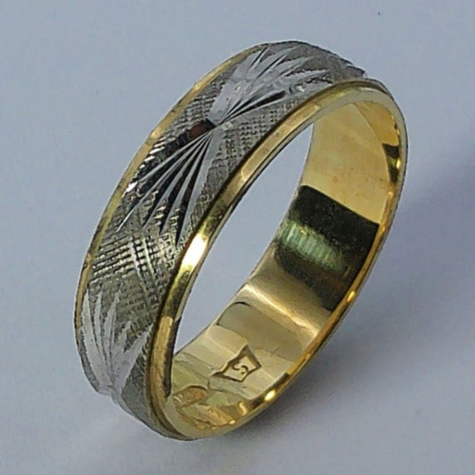 14K Tu-tone Wedding Band, 6.5mm, Size 11