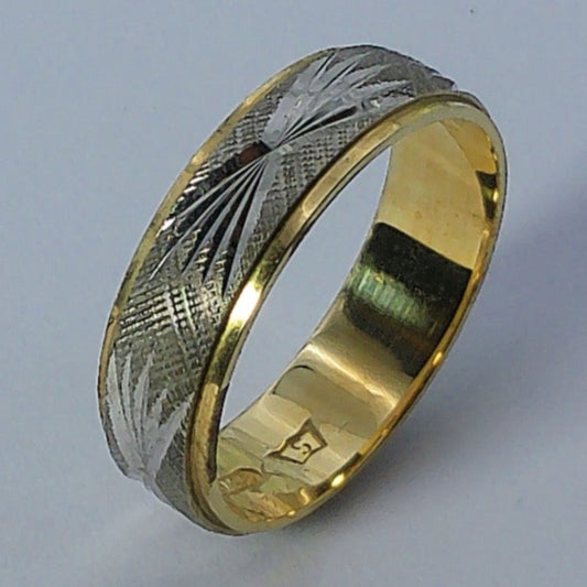 14K Tu-tone Sultan Wedding Band, 6mm, Size 10