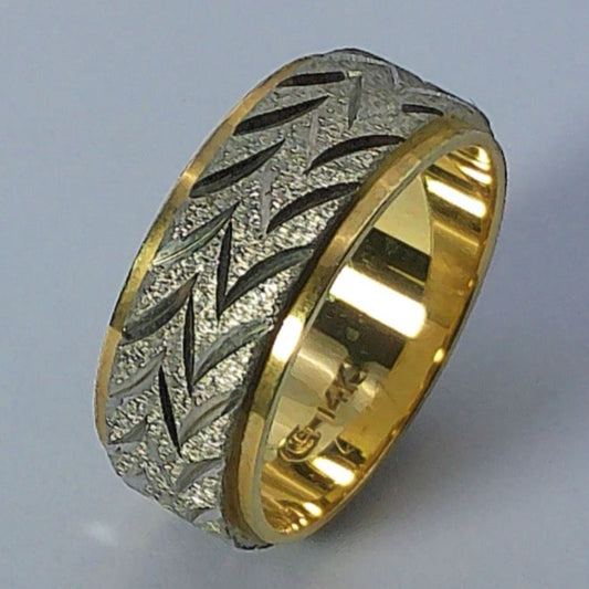 14K Tu-tone Goldmaster Wedding Band, 8mm, Size 8