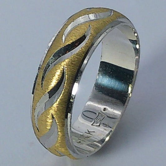 14K Tu-tone Sultan Wedding Band, 7mm, Size 11.5