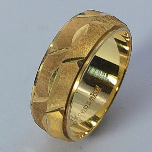 14K Yellow Gold Keepsake Wedding Band, 7mm, Size 8