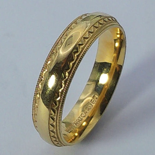 14K Yellow Gold Artcarved Wedding Band, 5mm, Size 8.5